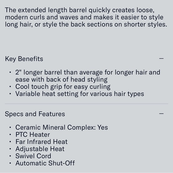 New Bio Ionic Long Barrel Styler 1.5" Pro Curling Iron. Moisturizing Heat Tech - Picture 3 of 4